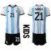Tanie Strój piłkarski Argentyna Paulo Dybala #21 Koszulka Podstawowej dla dziecięce MŚ 2022 Krótkie Rękawy (+ szorty)